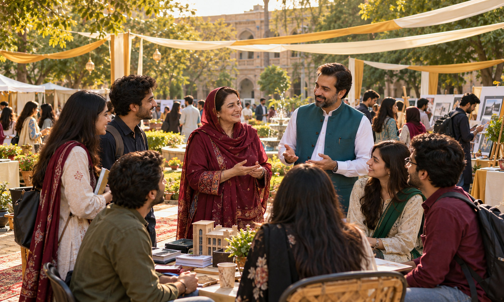 Students and educators connecting at a Pakistani campus festival